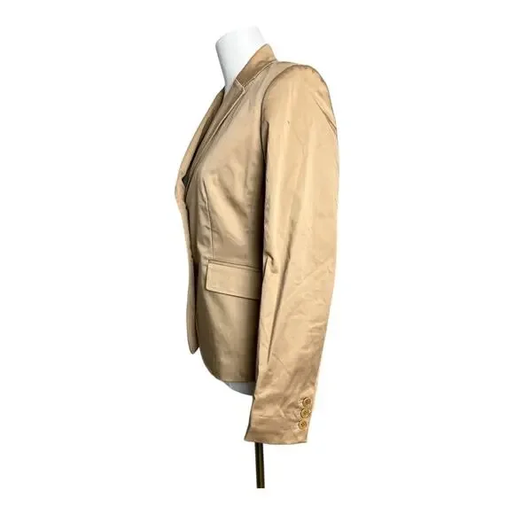 Vintage J.Crew Womens Blazer Jacket Academia Twee Preppy Tan 6 Cotton 2004 - Picture 3 of 6